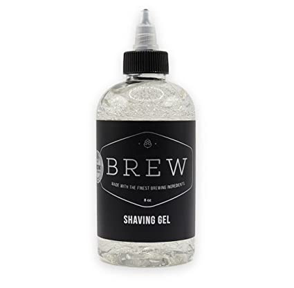 Beard Shave Gel by BREW Grooming - Clear Gel for Perfect Edging & Smooth Shaving - Made With Hops, Barley, Yeast Oil - Reduces Razor Irritation, Cuts & Nicks - Moisturizes, Cleans, Softens - 8 fl oz
