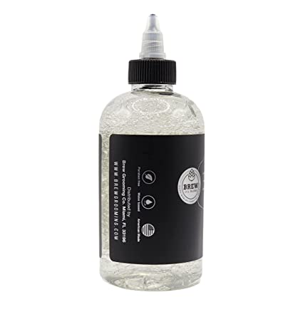 Beard Shave Gel by BREW Grooming - Clear Gel for Perfect Edging & Smooth Shaving - Made With Hops, Barley, Yeast Oil - Reduces Razor Irritation, Cuts & Nicks - Moisturizes, Cleans, Softens - 8 fl oz