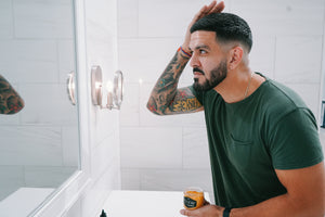 Hair Styling Clay for Men - Matte Strong Hold Molding Pomade for Beard and Hair - Natural Ingredients Barley, Hops, Yeast - Paraben Free - Water Based for Smooth Finish - BREW Grooming - 4 oz
